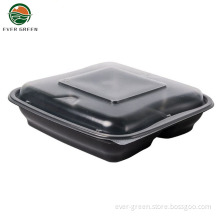 Disposable Food Grade Black 3 Compartments Microwave Bowls